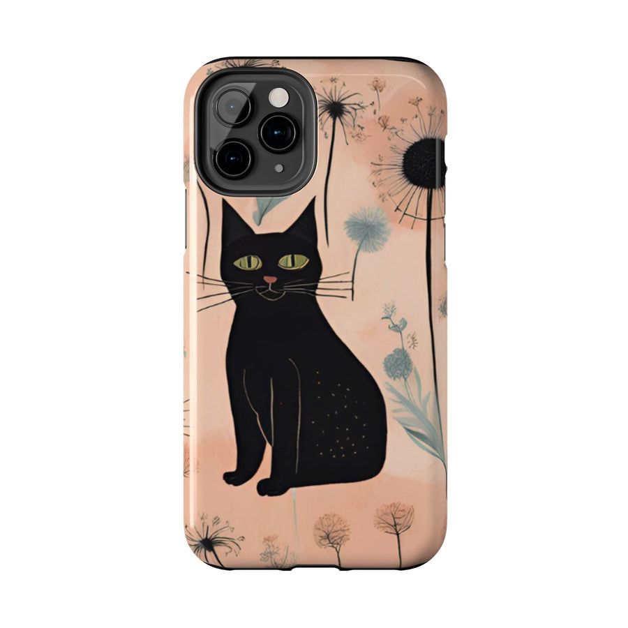 Tough iPhone Case - Black Cats and Dandelions