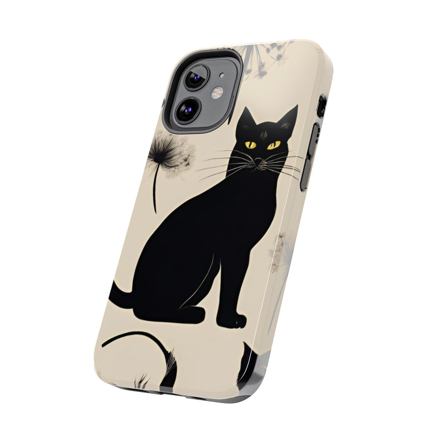 Tough iPhone Case - Black Cats and Dandelions