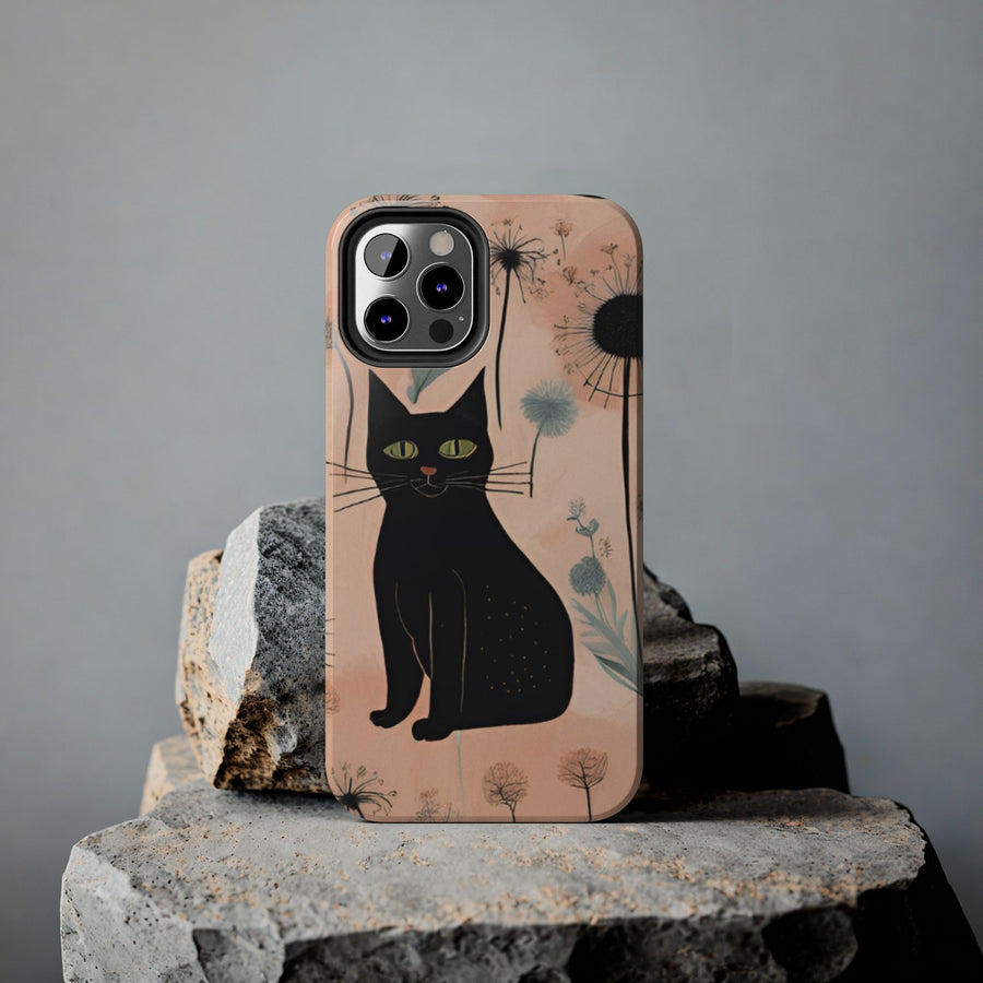 Tough iPhone Case - Black Cats and Dandelions