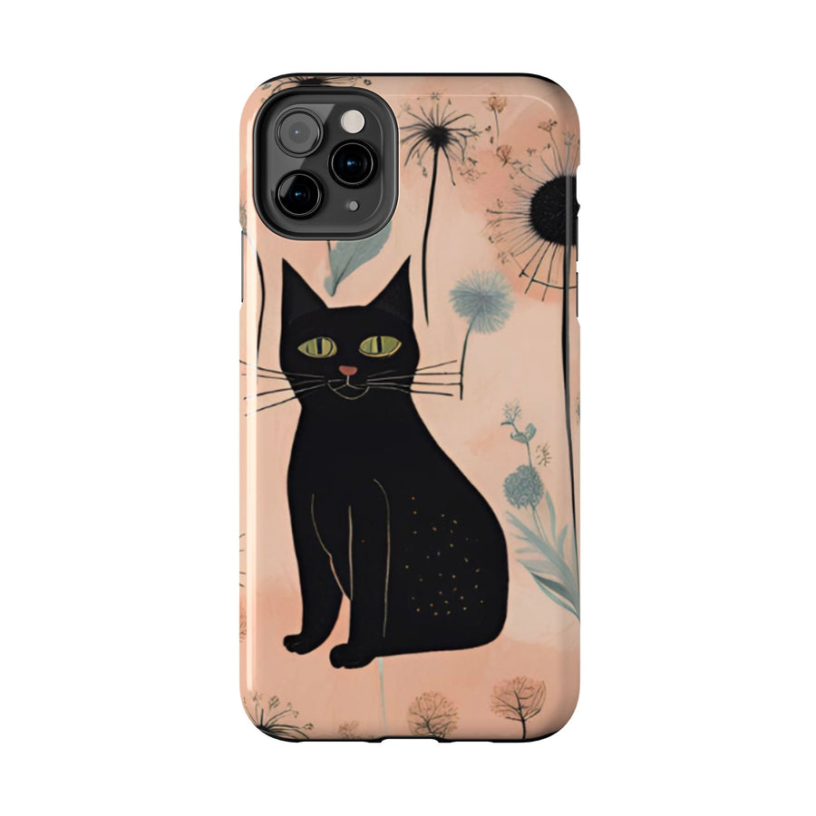 Tough iPhone Case - Black Cats and Dandelions