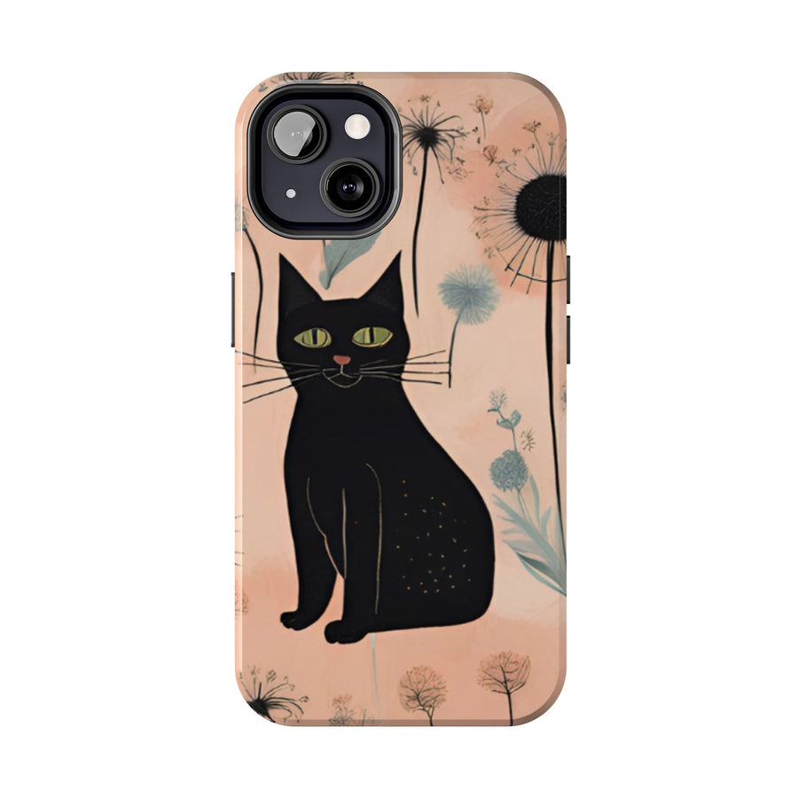 Tough iPhone Case - Black Cats and Dandelions