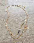 18K Gold Plated Butterfly and Tanzanite Crystal Necklace