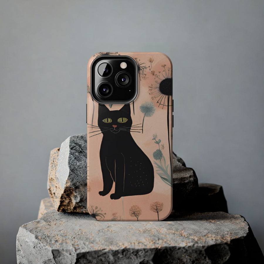 Tough iPhone Case - Black Cats and Dandelions