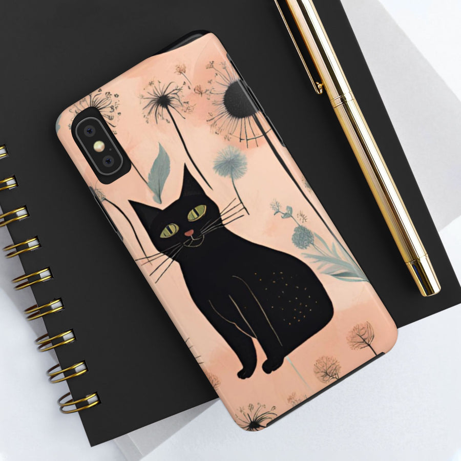 Tough iPhone Case - Black Cats and Dandelions