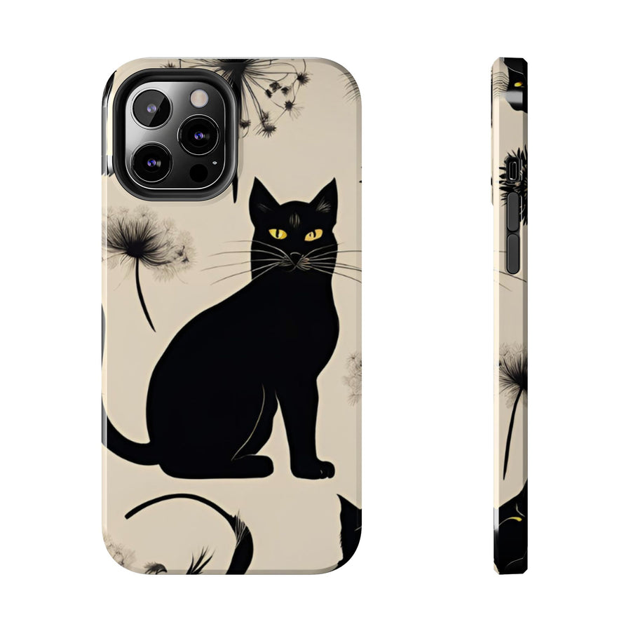 Tough iPhone Case - Black Cats and Dandelions