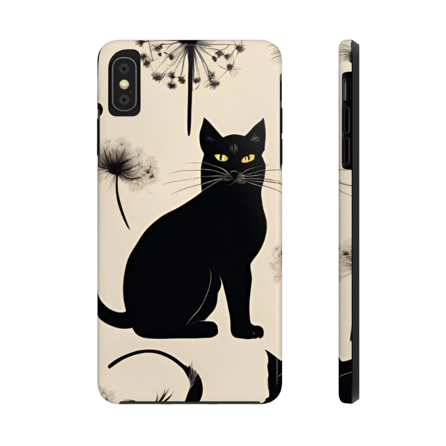 Tough iPhone Case - Black Cats and Dandelions