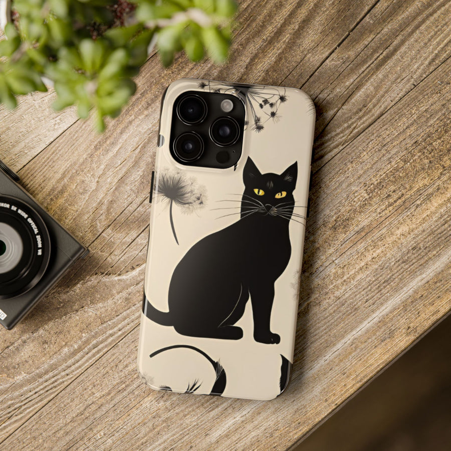 Tough iPhone Case - Black Cats and Dandelions