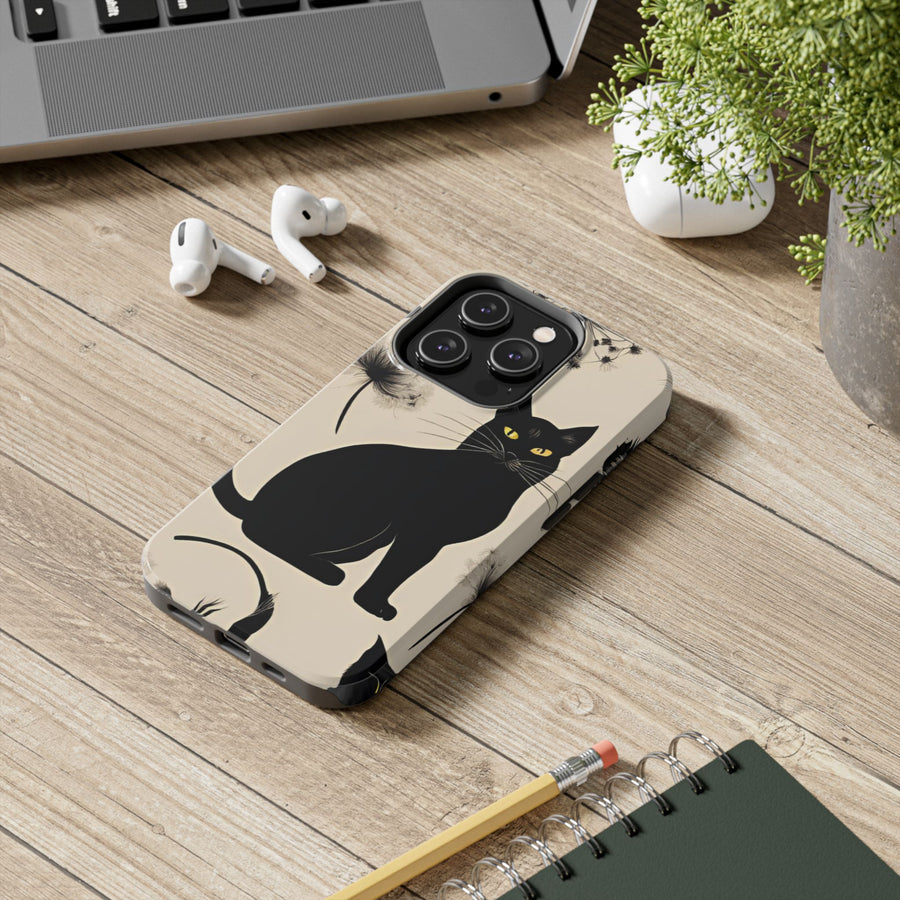 Tough iPhone Case - Black Cats and Dandelions