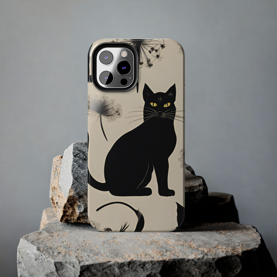 Tough iPhone Case - Black Cats and Dandelions