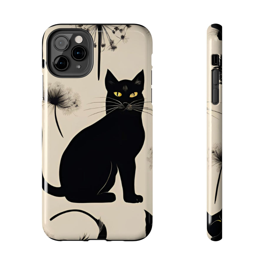 Tough iPhone Case - Black Cats and Dandelions