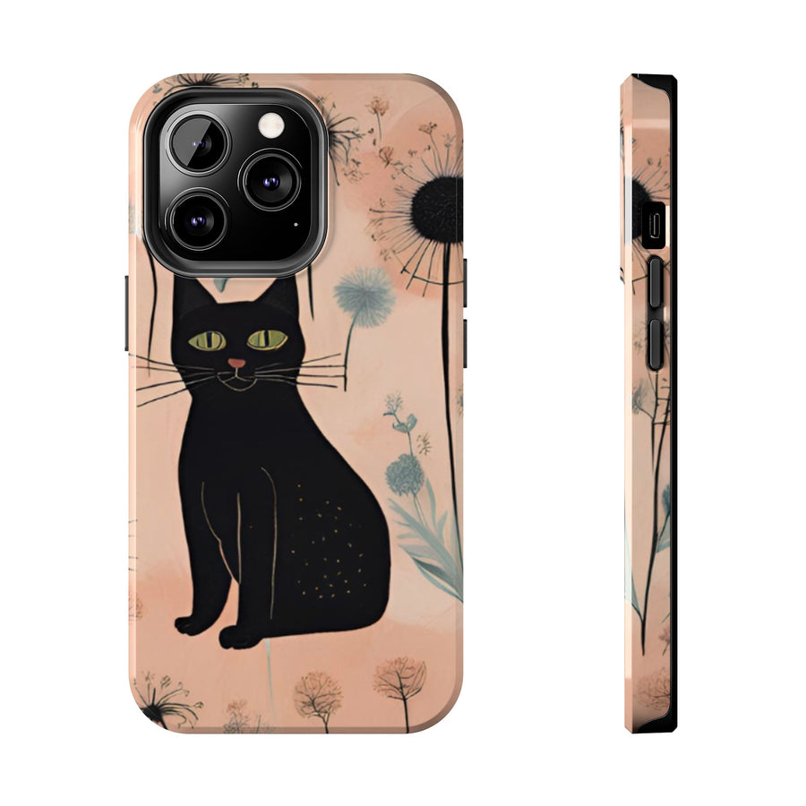 Tough iPhone Case - Black Cats and Dandelions