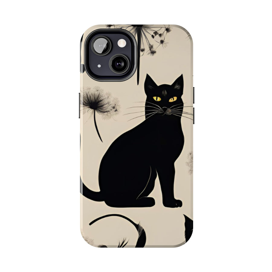 Tough iPhone Case - Black Cats and Dandelions