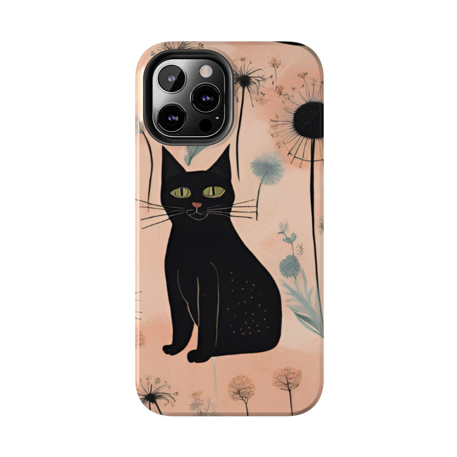 Tough iPhone Case - Black Cats and Dandelions