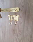 18K Gold Plated Butterfly Earrings with Golden Shadow Drops