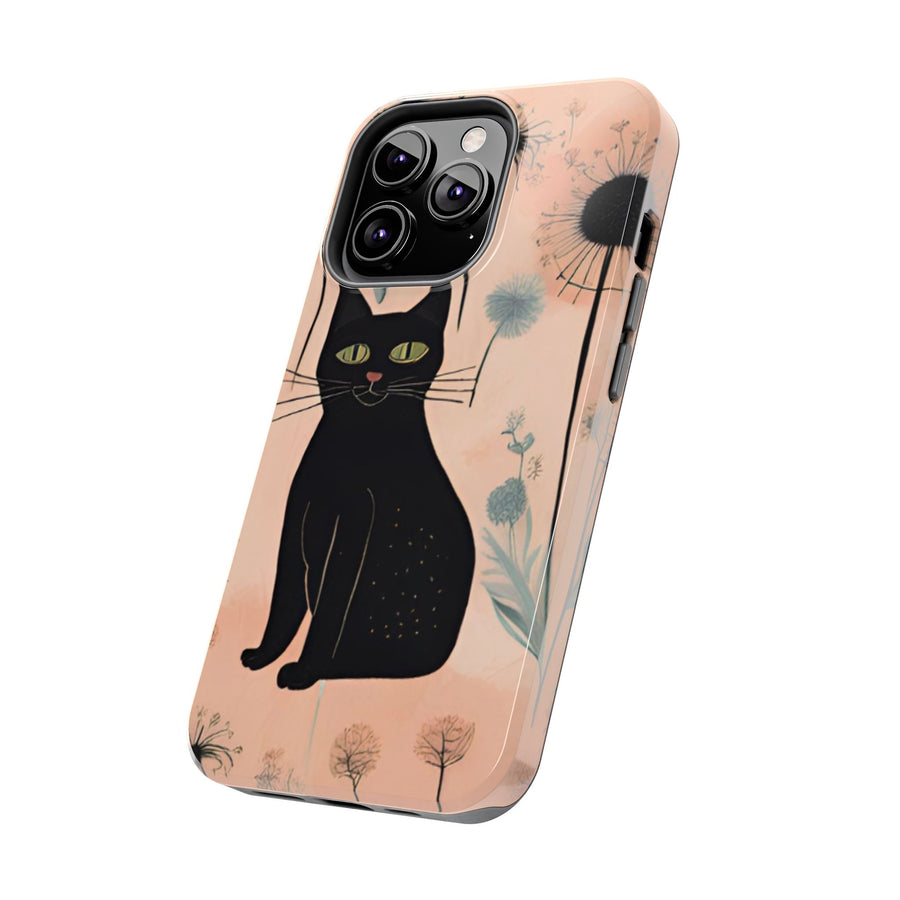 Tough iPhone Case - Black Cats and Dandelions