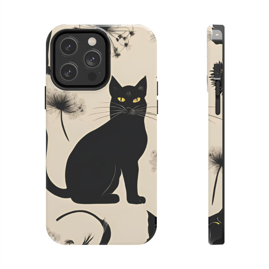 Tough iPhone Case - Black Cats and Dandelions