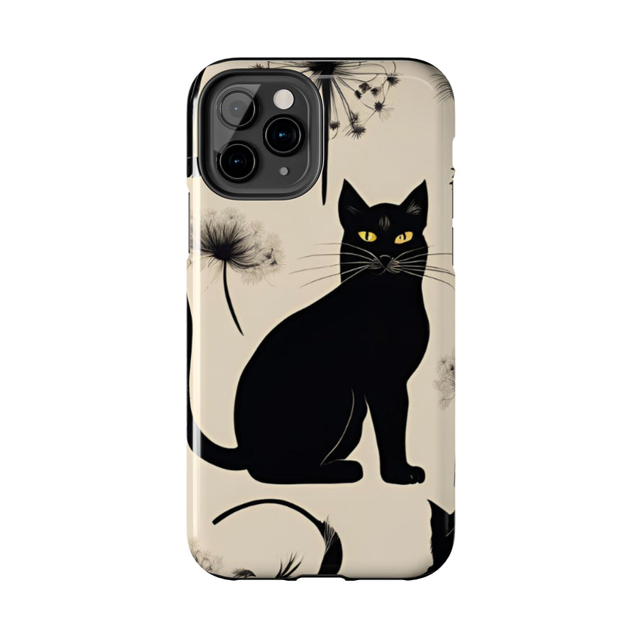 Tough iPhone Case - Black Cats and Dandelions