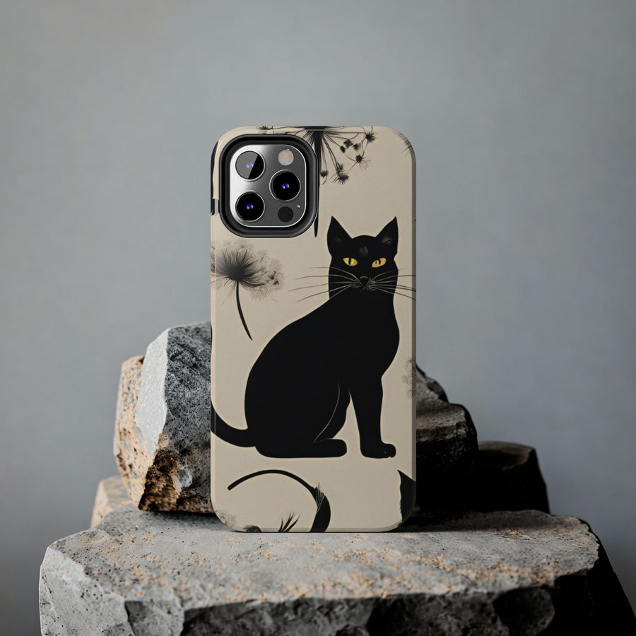 Tough iPhone Case - Black Cats and Dandelions