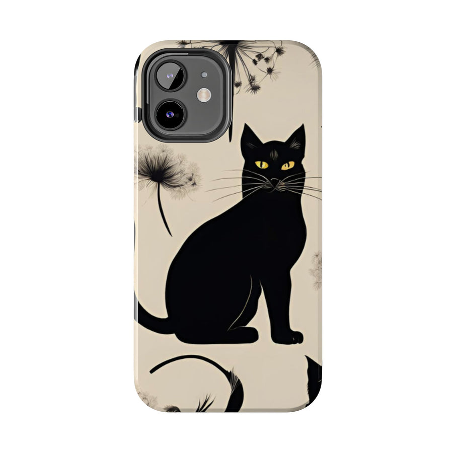 Tough iPhone Case - Black Cats and Dandelions