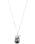 Long Silver Dragonfly Necklace with Black Diamond Drop