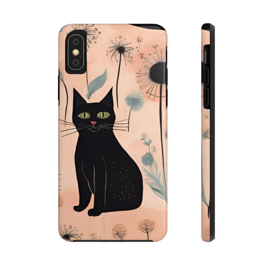 Tough iPhone Case - Black Cats and Dandelions