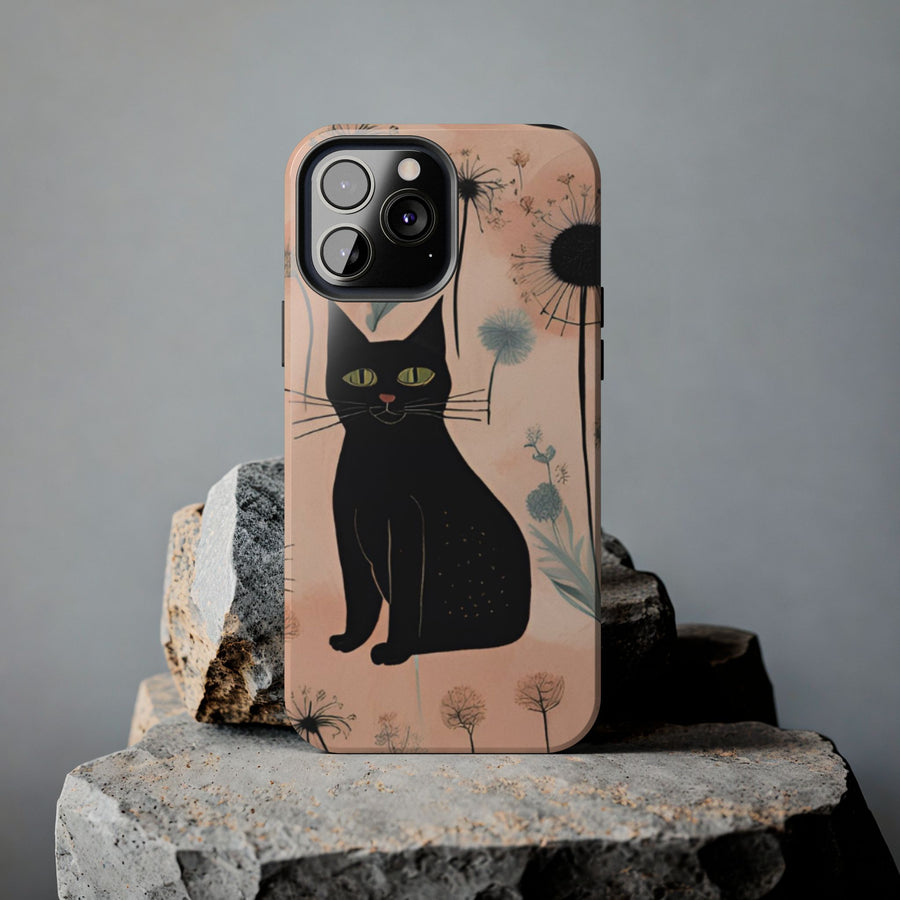 Tough iPhone Case - Black Cats and Dandelions