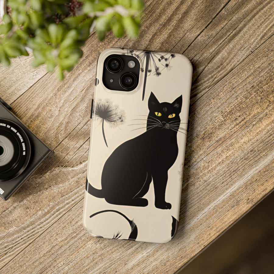 Tough iPhone Case - Black Cats and Dandelions