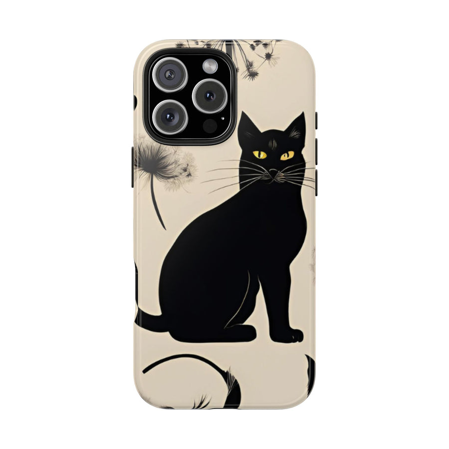 Tough iPhone Case - Black Cats and Dandelions