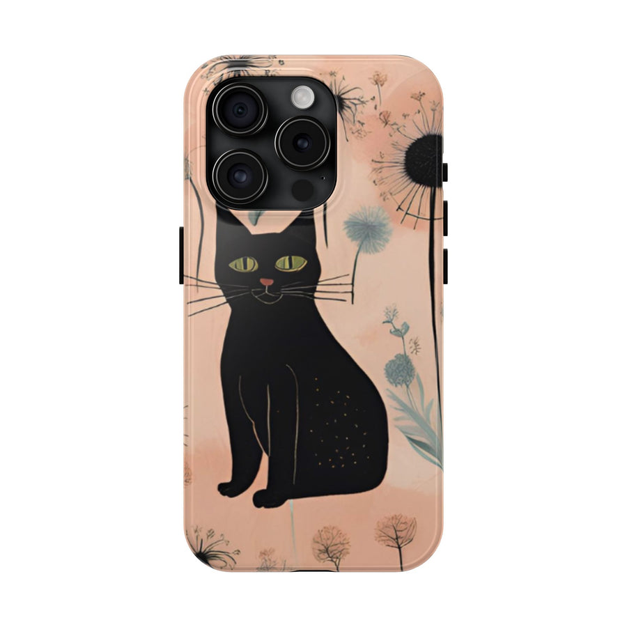 Tough iPhone Case - Black Cats and Dandelions