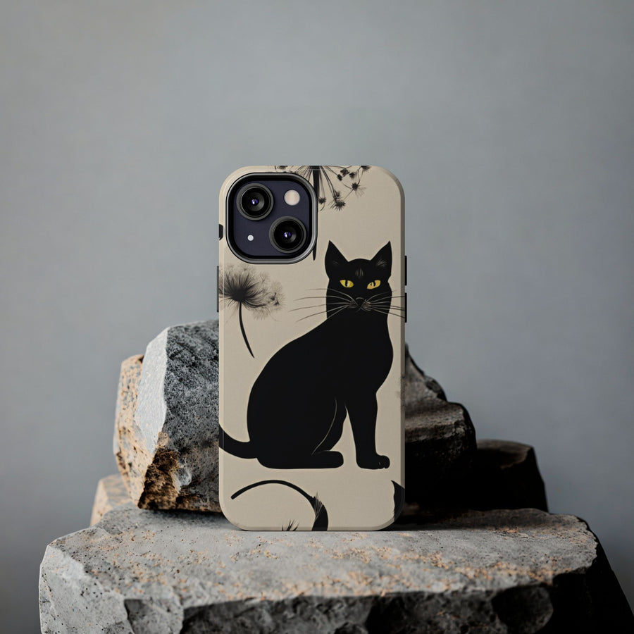 Tough iPhone Case - Black Cats and Dandelions