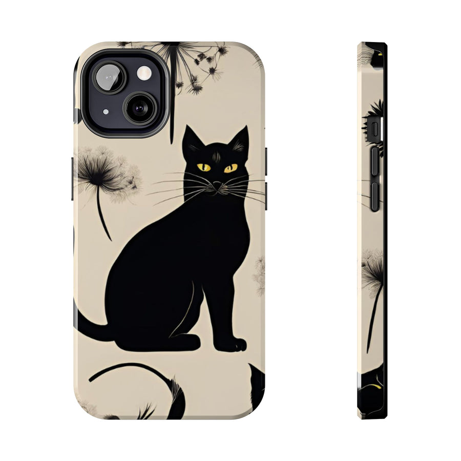 Tough iPhone Case - Black Cats and Dandelions