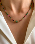 Natural Stone Green Beads Necklace