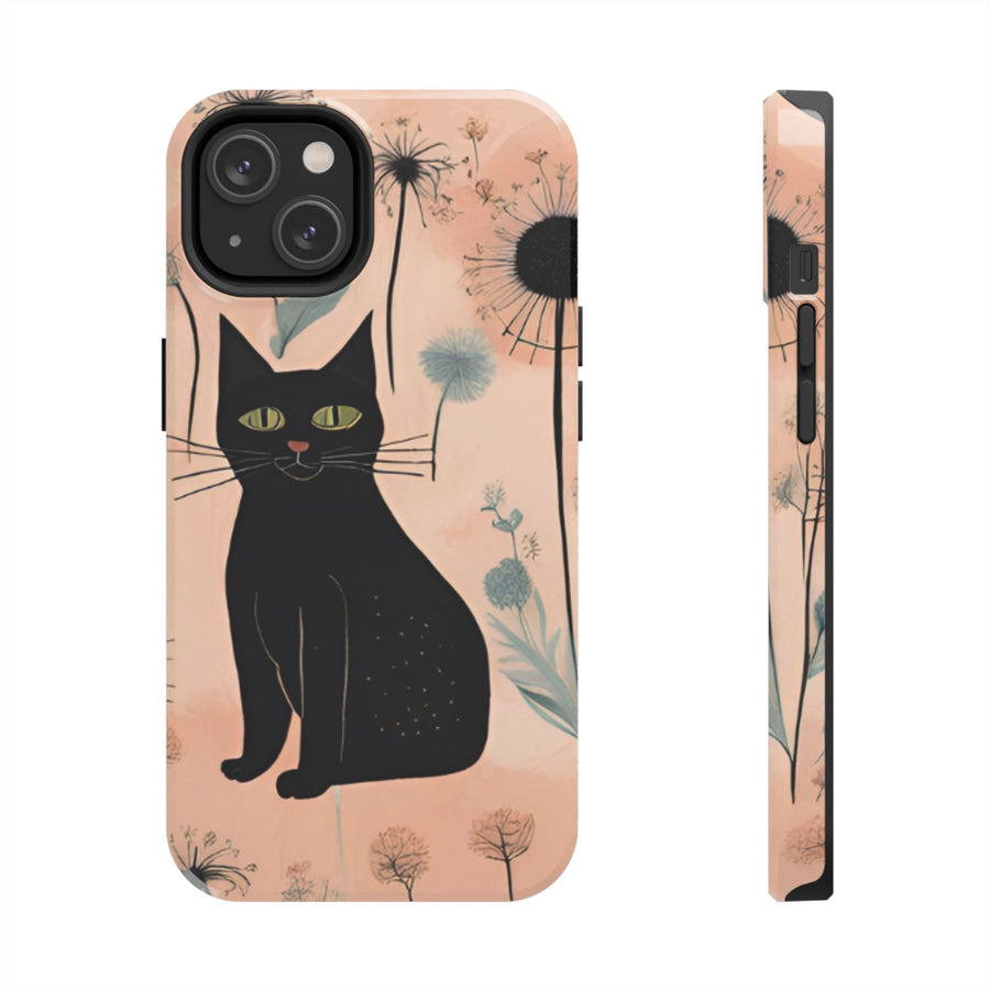 Tough iPhone Case - Black Cats and Dandelions