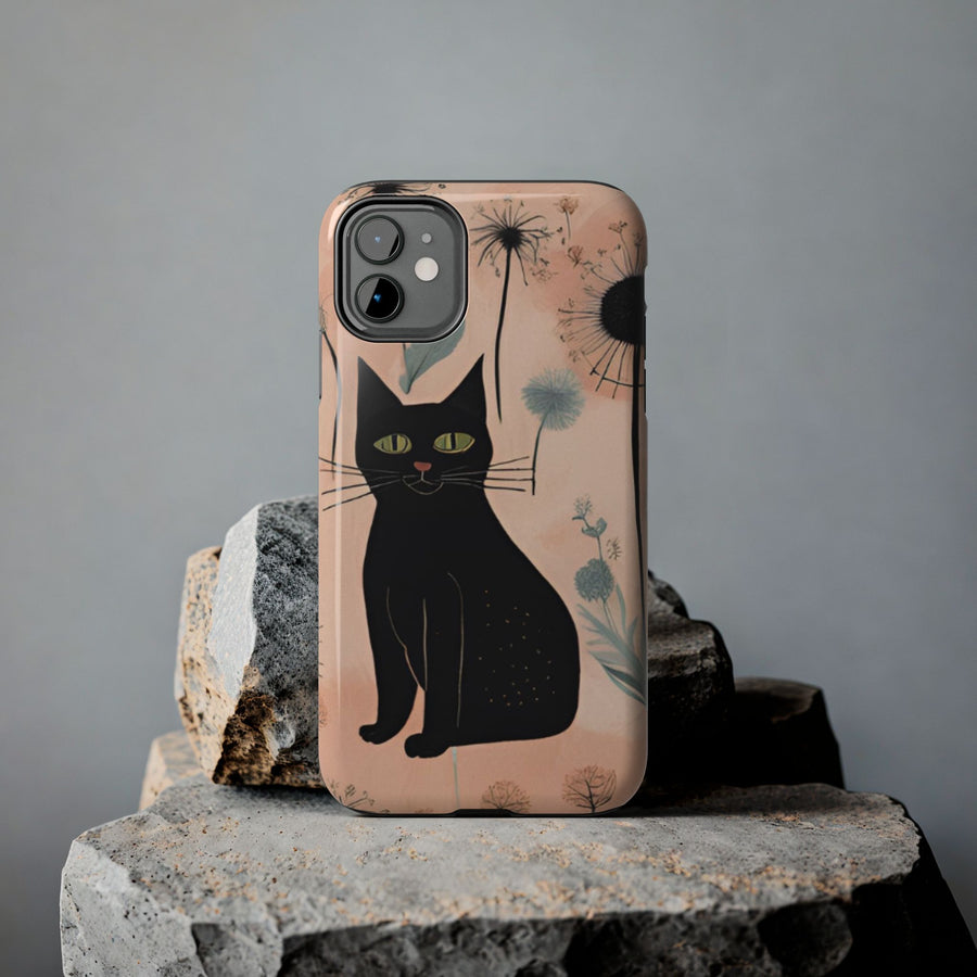 Tough iPhone Case - Black Cats and Dandelions