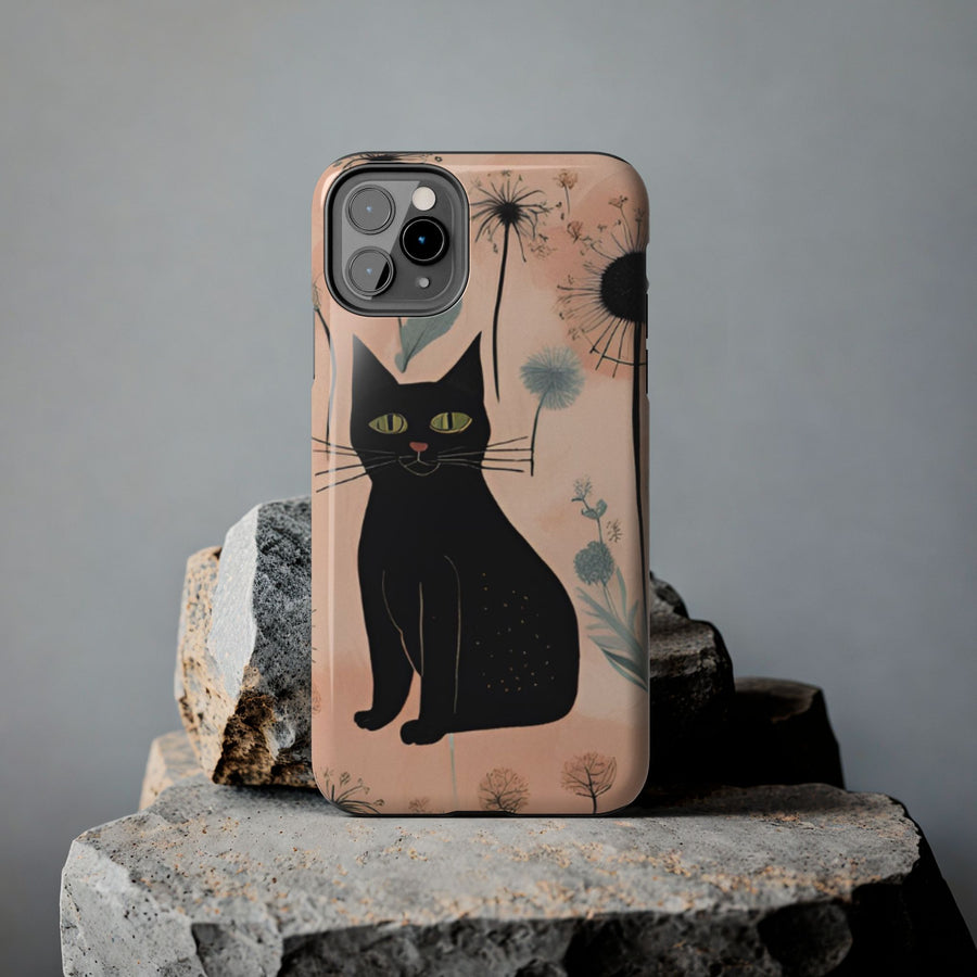 Tough iPhone Case - Black Cats and Dandelions