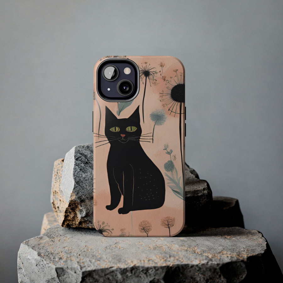 Tough iPhone Case - Black Cats and Dandelions