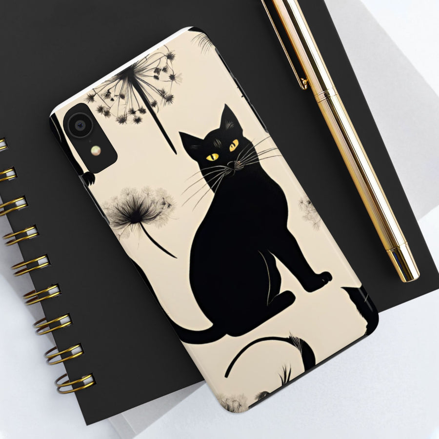 Tough iPhone Case - Black Cats and Dandelions