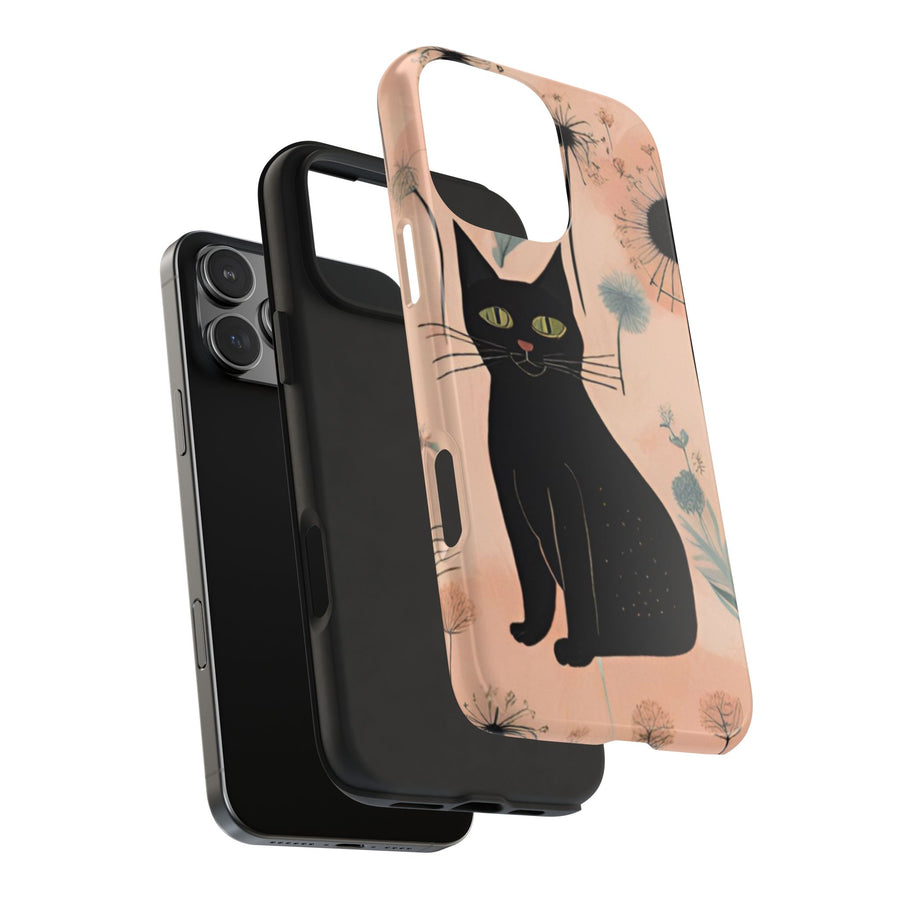 Tough iPhone Case - Black Cats and Dandelions