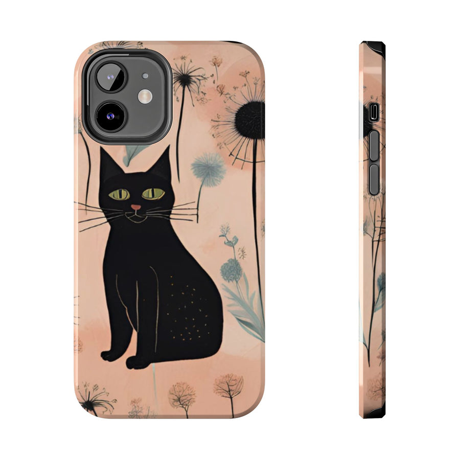 Tough iPhone Case - Black Cats and Dandelions