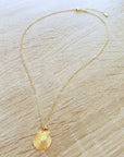 Short 18K Gold Plated Seashell Necklace with Crystal Charm