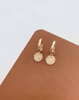 Gold-plated Round Sun Pendant Earrings