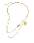 18K Gold Plated Butterfly and Tanzanite Crystal Necklace