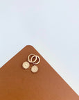 Gold-plated Round Sun Pendant Earrings