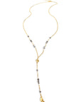 Gold Plated Seashell Necklace with Black Diamond Crystals